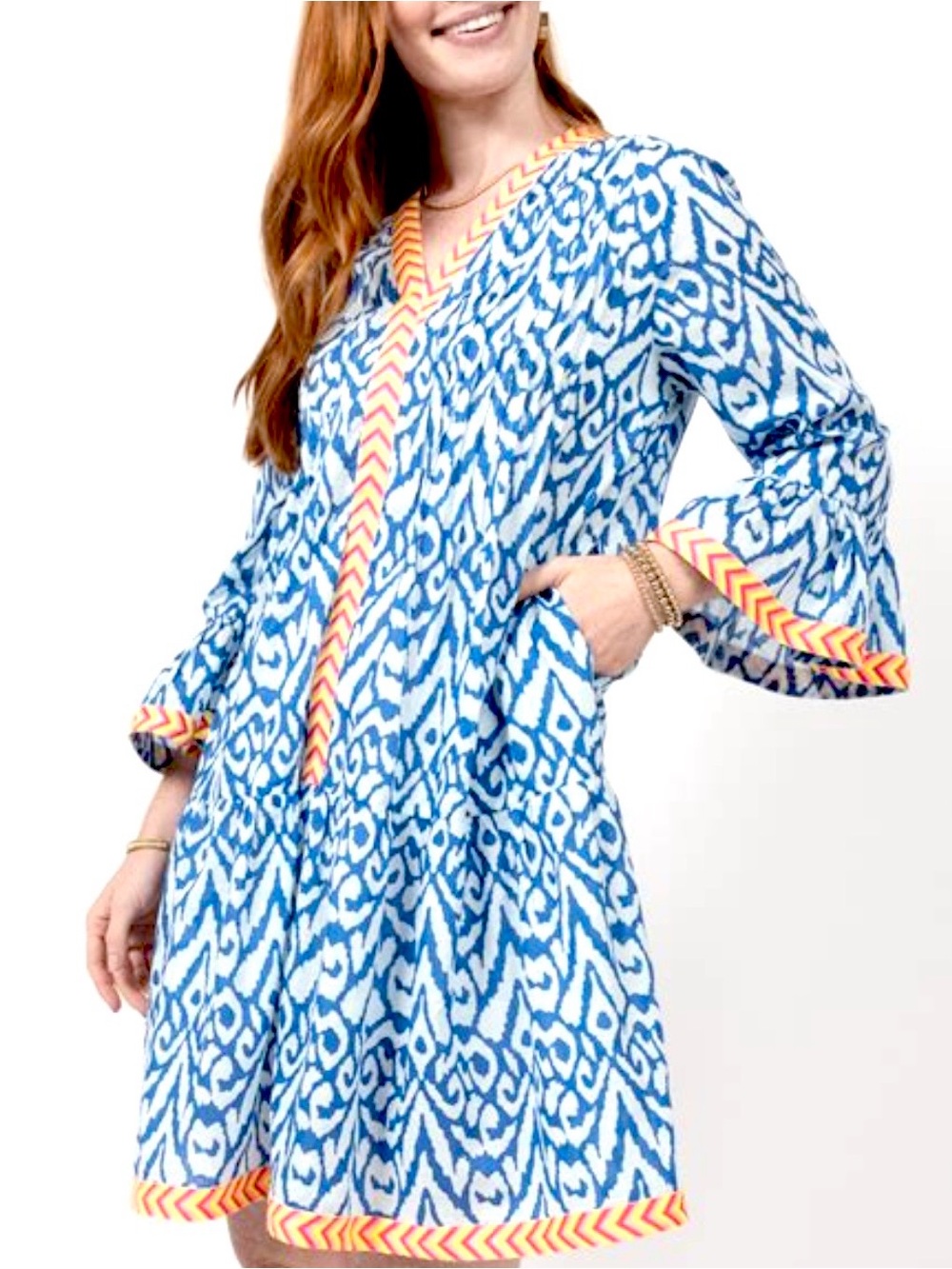 Uncle Frank blue white ikat dress